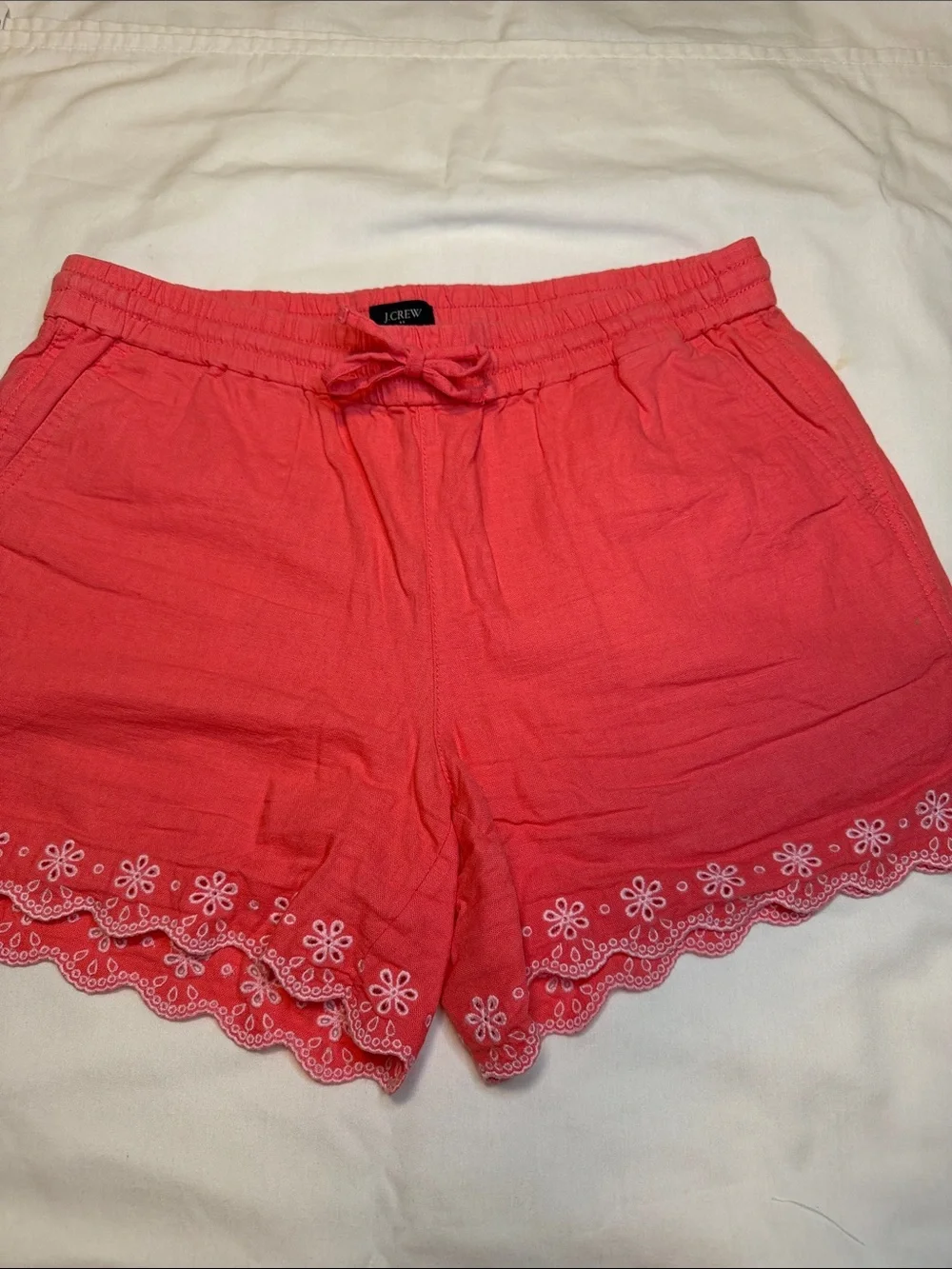 J. Crew Coral Eyelet Scallop Hem Women's Shorts